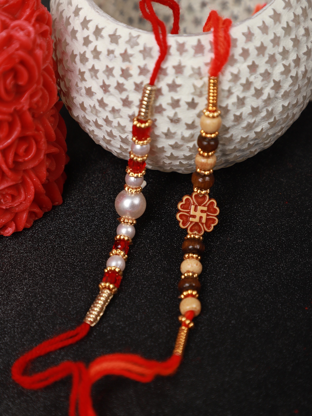 YouBella 2 Rakhi and 2 Greeting Card Combo for Brother (Multi-Colour) (YBRK_93)